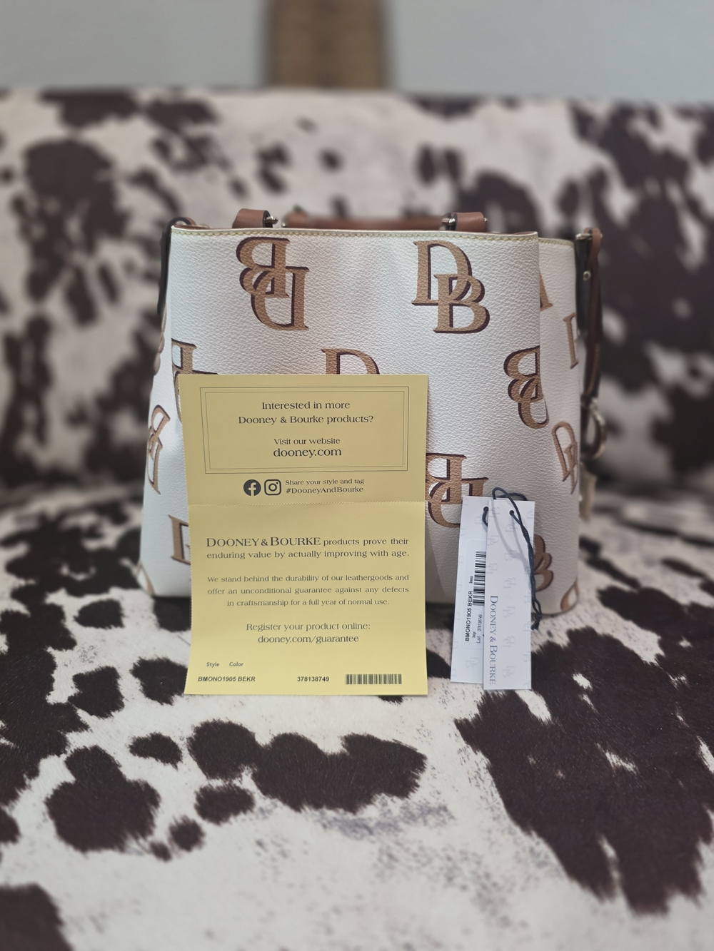 Dooney & Bourke White Satchel with Tan DB Monogram - Picture 7 of 7